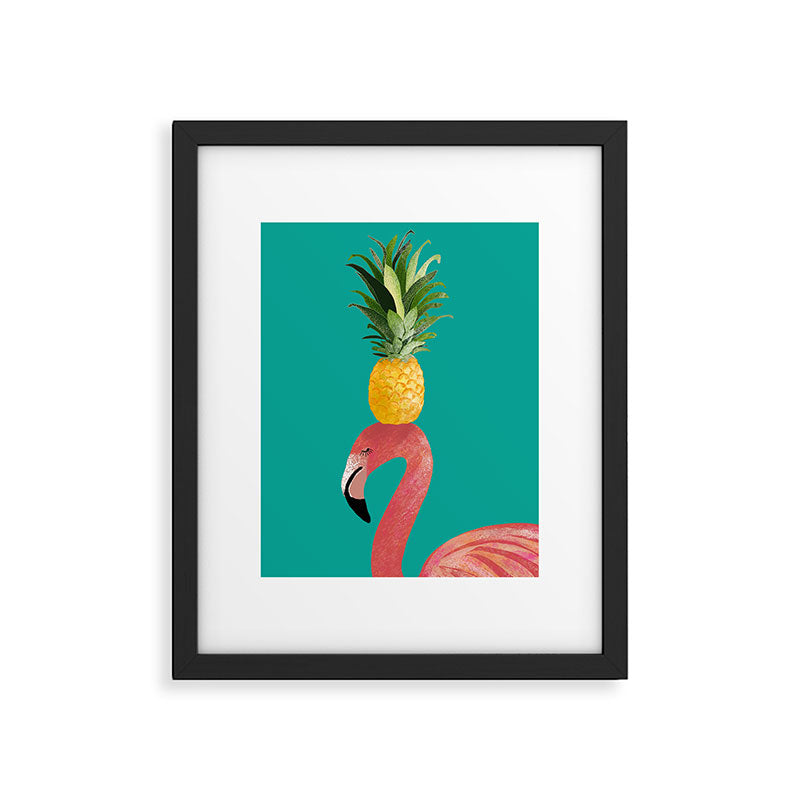 Flamingo Vibes |Tropical Pink Bird Pineapple on Head| Renee Davis Framed Art Print Gallery Image 6