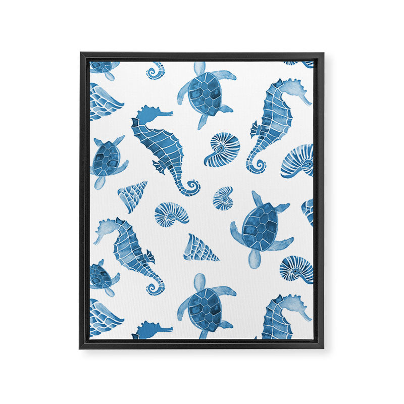 Sea Creatures | Light Blue Ocean Animals Framed Canvas Print Gallery Image 8