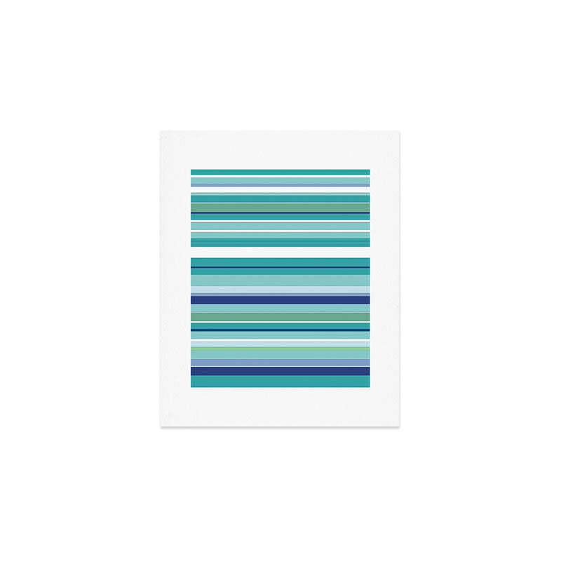 Tropical Blue Stripe|Banana Leaf Coordinate|Renee Davis Art Print Gallery Image 1