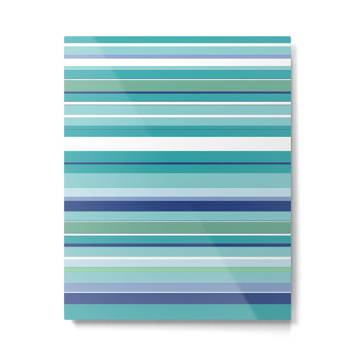 Tropical Blue Stripe|Banana Leaf Coordinate|Renee Davis Metal Print Gallery Image 1