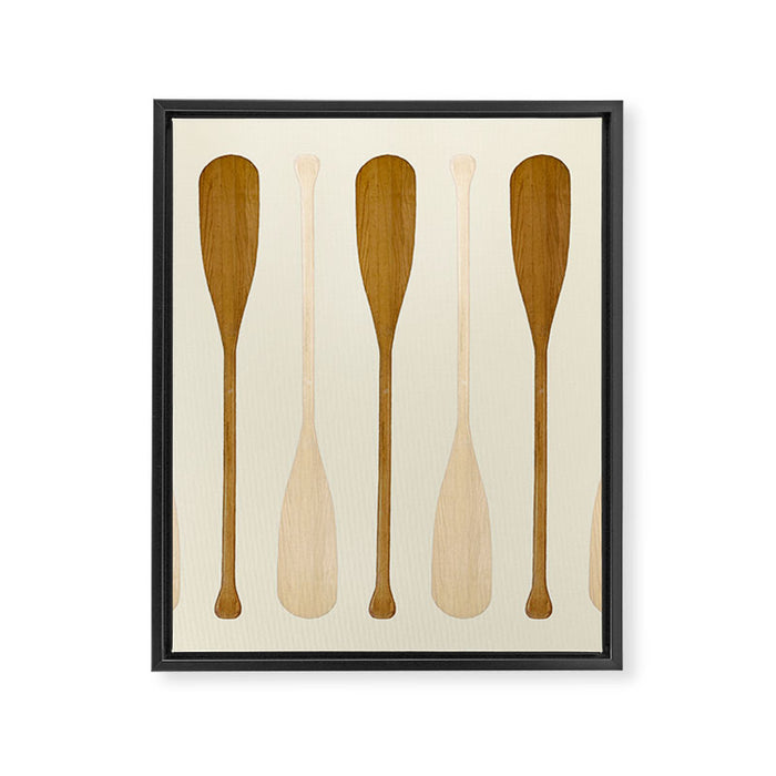 Canoe Paddle Stripes Neutral Framed Canvas Print Gallery Image 1