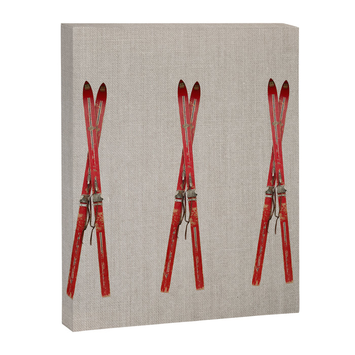 Red Vintage Skis Canvas Print Gallery Image 1
