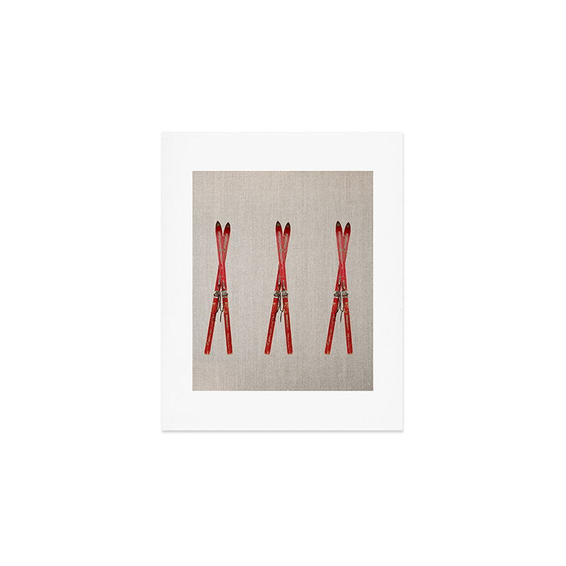Red Vintage Skis Art Print Gallery Image 1