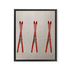 Red Vintage Skis Framed Canvas Print Gallery Image 8