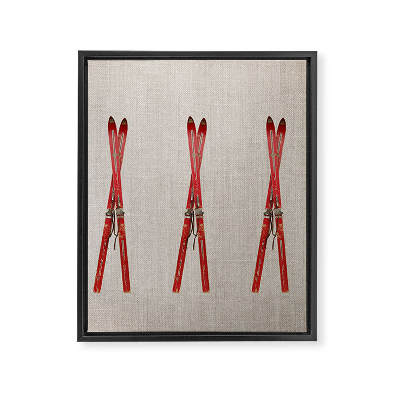 Red Vintage Skis Framed Canvas Print Gallery Image 8