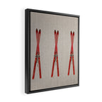 Red Vintage Skis Framed Canvas Print Gallery Image 2