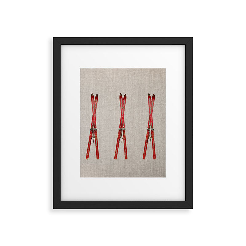 Red Vintage Skis Framed Art Print Gallery Image 6