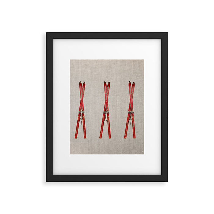 Red Vintage Skis Framed Art Print Gallery Image 1