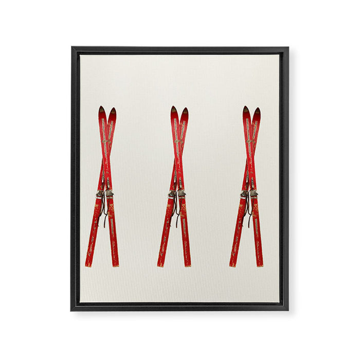 Vintage Skis Framed Canvas Print Gallery Image 1