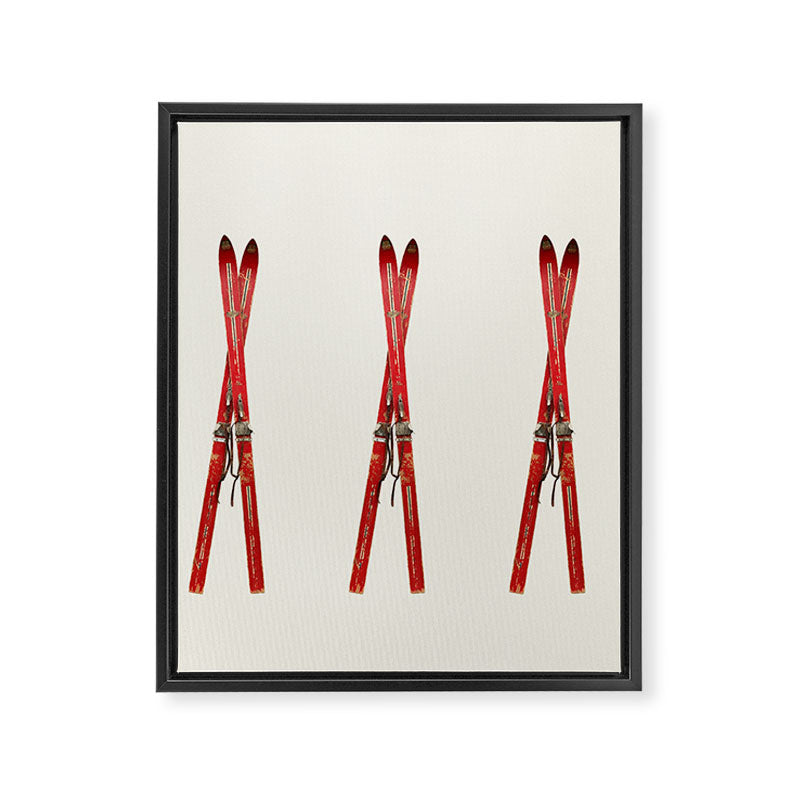 Vintage Skis Framed Canvas Print Gallery Image 3