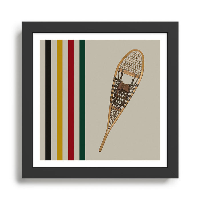 Vintage Snowshoe With Stripes Framed Art Print Gallery Image 1