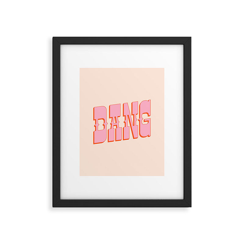 DANG - western style saloon font in retro mod colors (bright pink and orange) Framed Art Print Gallery Image 1
