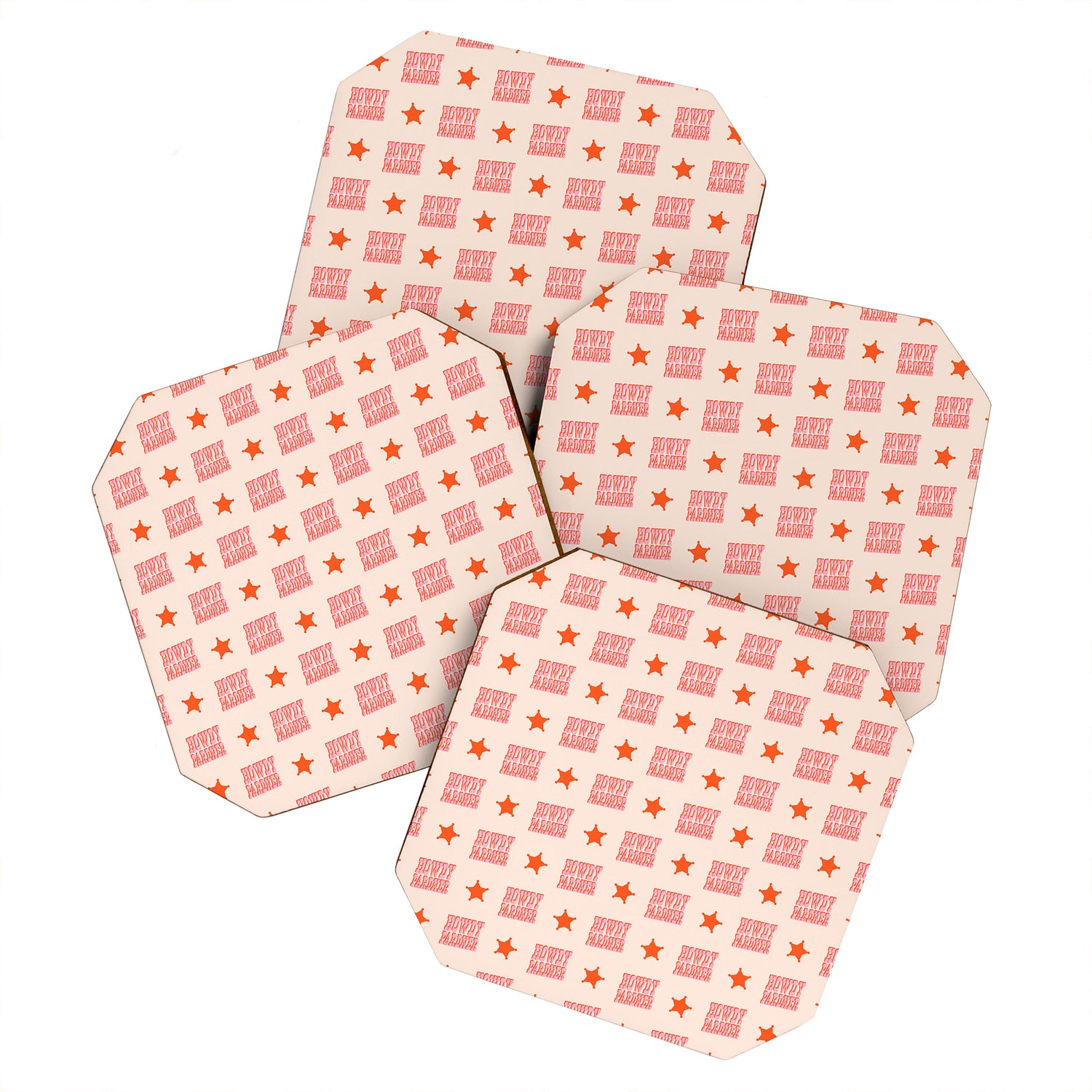 Old West: Howdy Pardner (bright pink and orange saloon style letters) Coaster Gallery Image 1