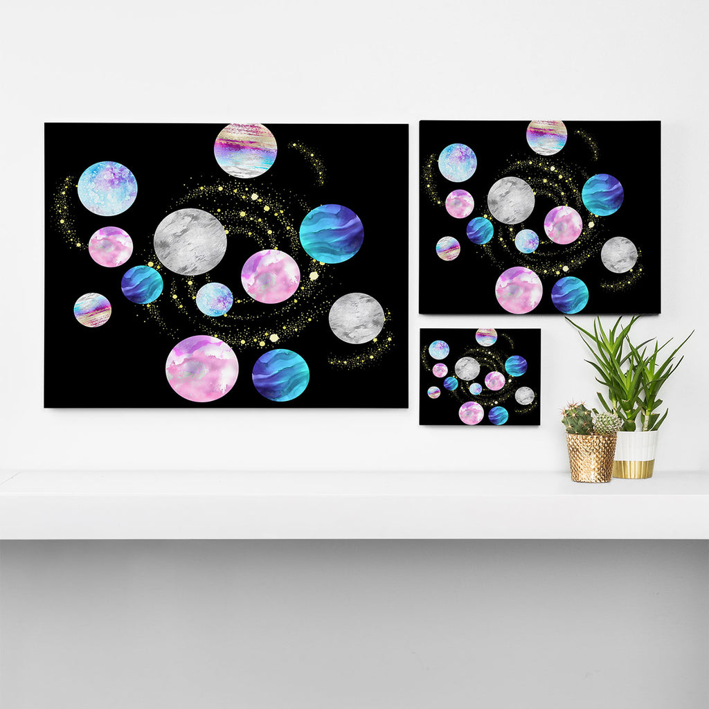 Outer Space: Planets, Galaxies, and Stars (watercolor and gold) Pattern Canvas Print Gallery Image 3