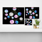 Outer Space: Planets, Galaxies, and Stars (watercolor and gold) Pattern Canvas Print Gallery Image 3