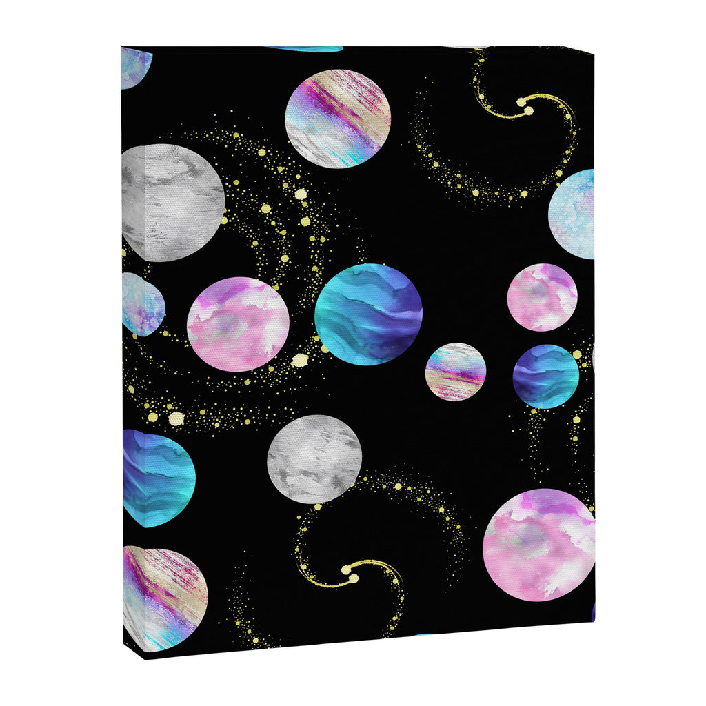 Outer Space: Planets, Galaxies, and Stars (watercolor and gold) Pattern Canvas Print Gallery Image 8