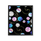 Outer Space: Planets, Galaxies, and Stars (watercolor and gold) Pattern Framed Canvas Print Gallery Image 8