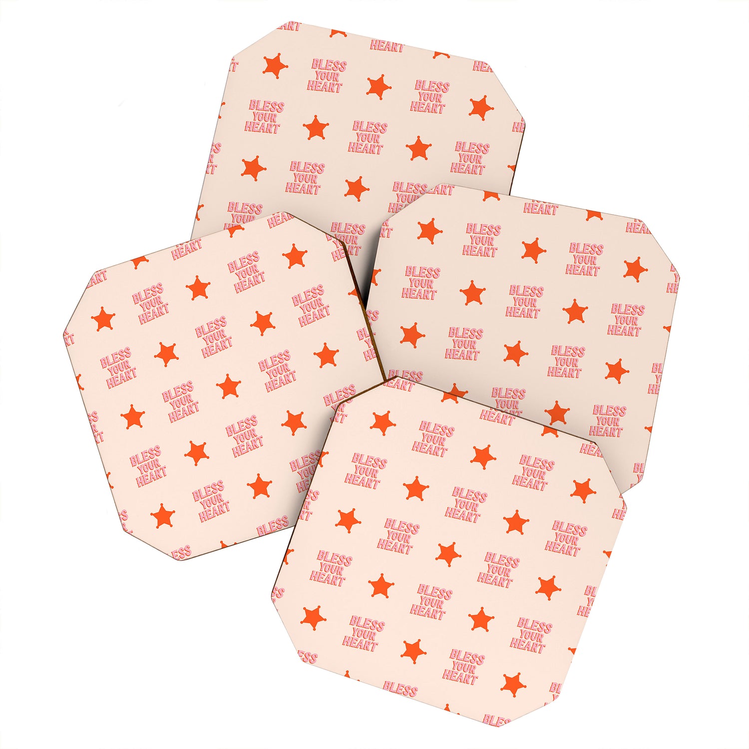 Southern Snark: Bless your heart (bright pink and orange) Coaster Gallery Image 1