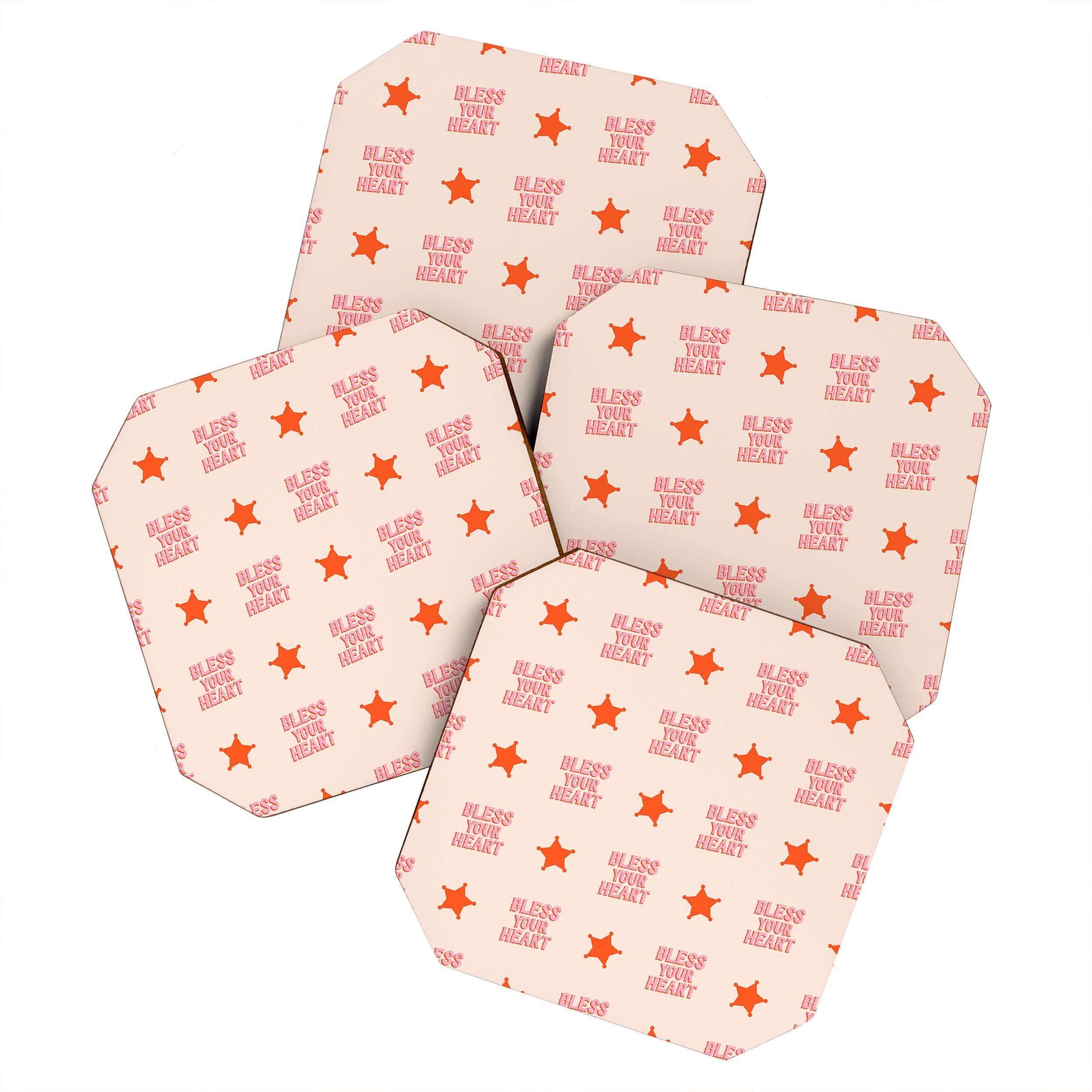 Southern Snark: Bless your heart (bright pink and orange) Coaster Gallery Image 1