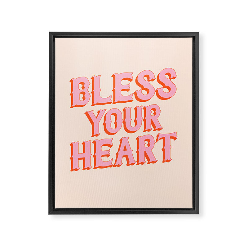Southern Snark: Bless your heart (bright pink and orange) Framed Canvas Print Gallery Image 8