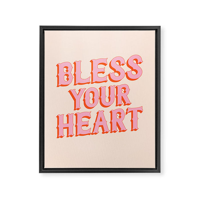 Southern Snark: Bless your heart (bright pink and orange) Framed Canvas Print Gallery Image 1