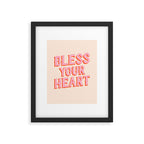 Southern Snark: Bless your heart (bright pink and orange) Framed Art Print Gallery Image 4