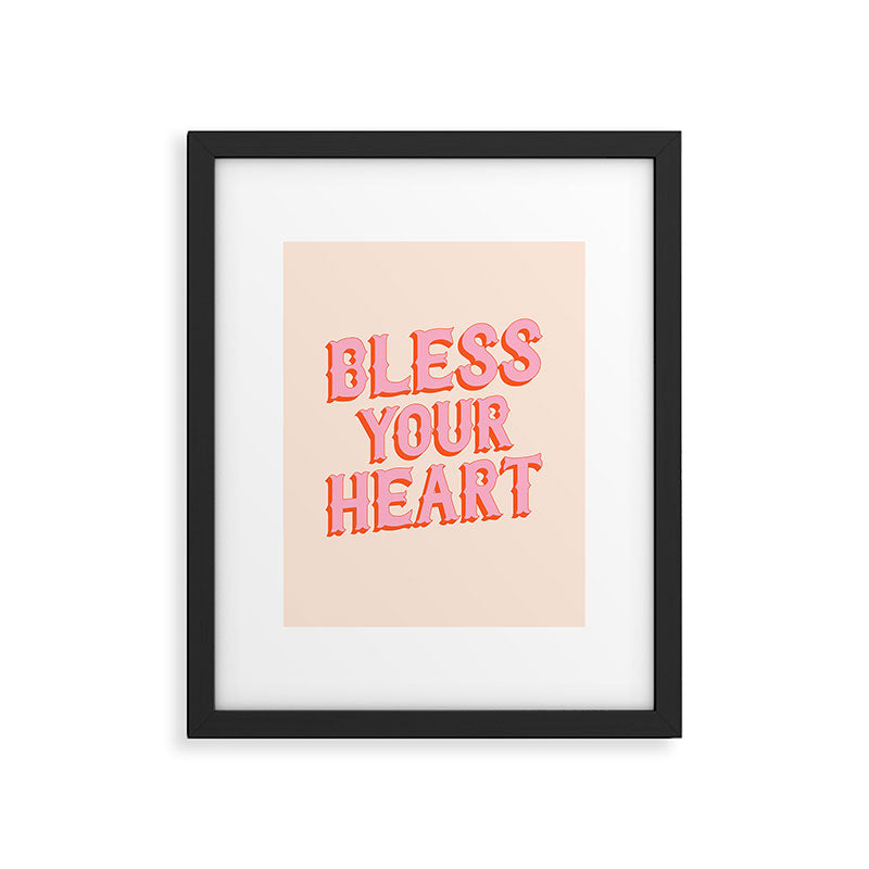 Southern Snark: Bless your heart (bright pink and orange) Framed Art Print Gallery Image 4