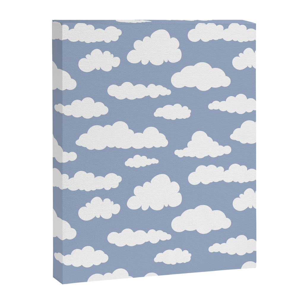 Sunny Summer Sky: White Cartoon Clouds in a Blue Sky Pattern Canvas Print Gallery Image 8