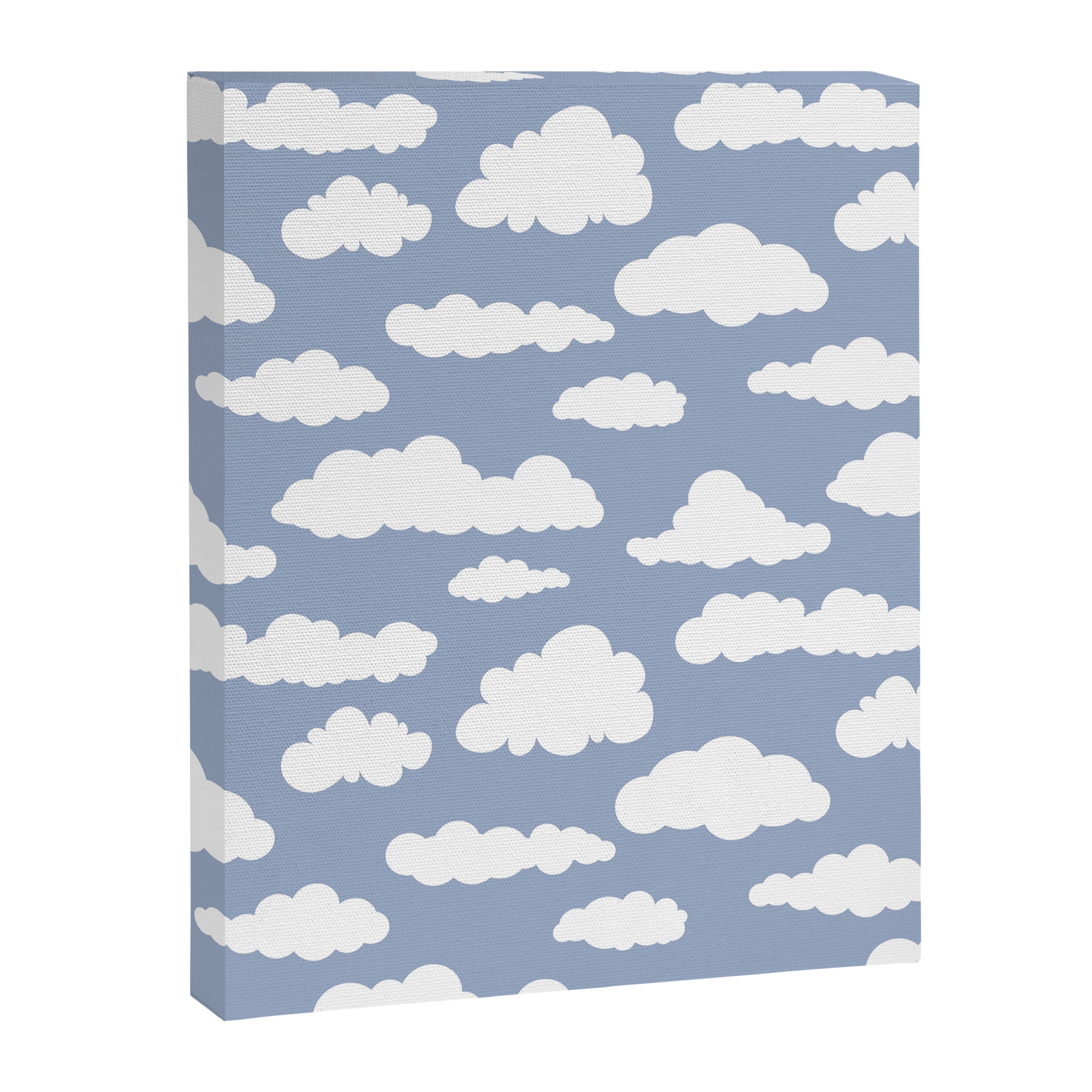 Sunny Summer Sky: White Cartoon Clouds in a Blue Sky Pattern Canvas Print Gallery Image 8