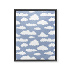 Sunny Summer Sky: White Cartoon Clouds in a Blue Sky Pattern Framed Canvas Print Gallery Image 8