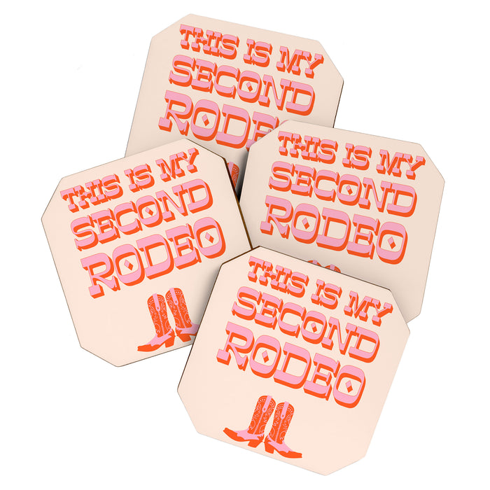 This is My Second Rodeo (pink and orange old west letters) Coaster Gallery Image 1