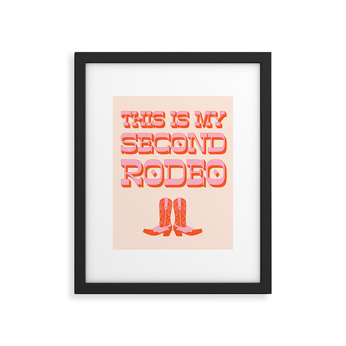 This is My Second Rodeo (pink and orange old west letters) Framed Art Print Gallery Image 1
