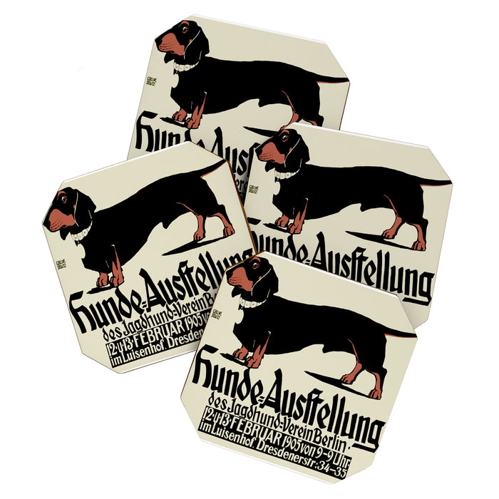 1905 German Dog Show Dachshund Poster Coaster Gallery Image 1
