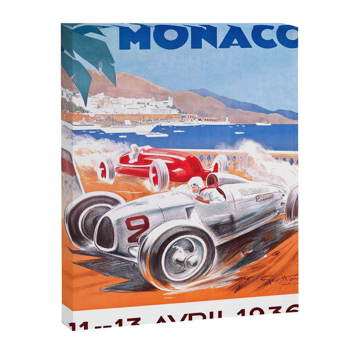 1936 Monaco Grand Prix Race Poster  Canvas Print Gallery Image 1