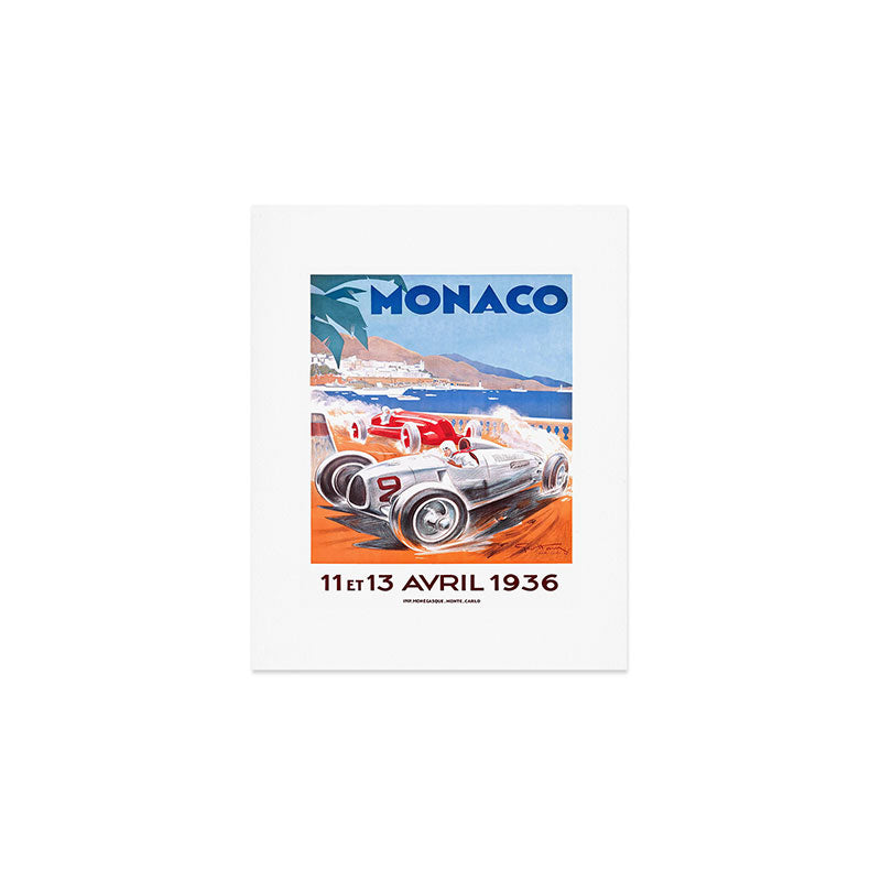 1936 Monaco Grand Prix Race Poster  Art Print Gallery Image 1