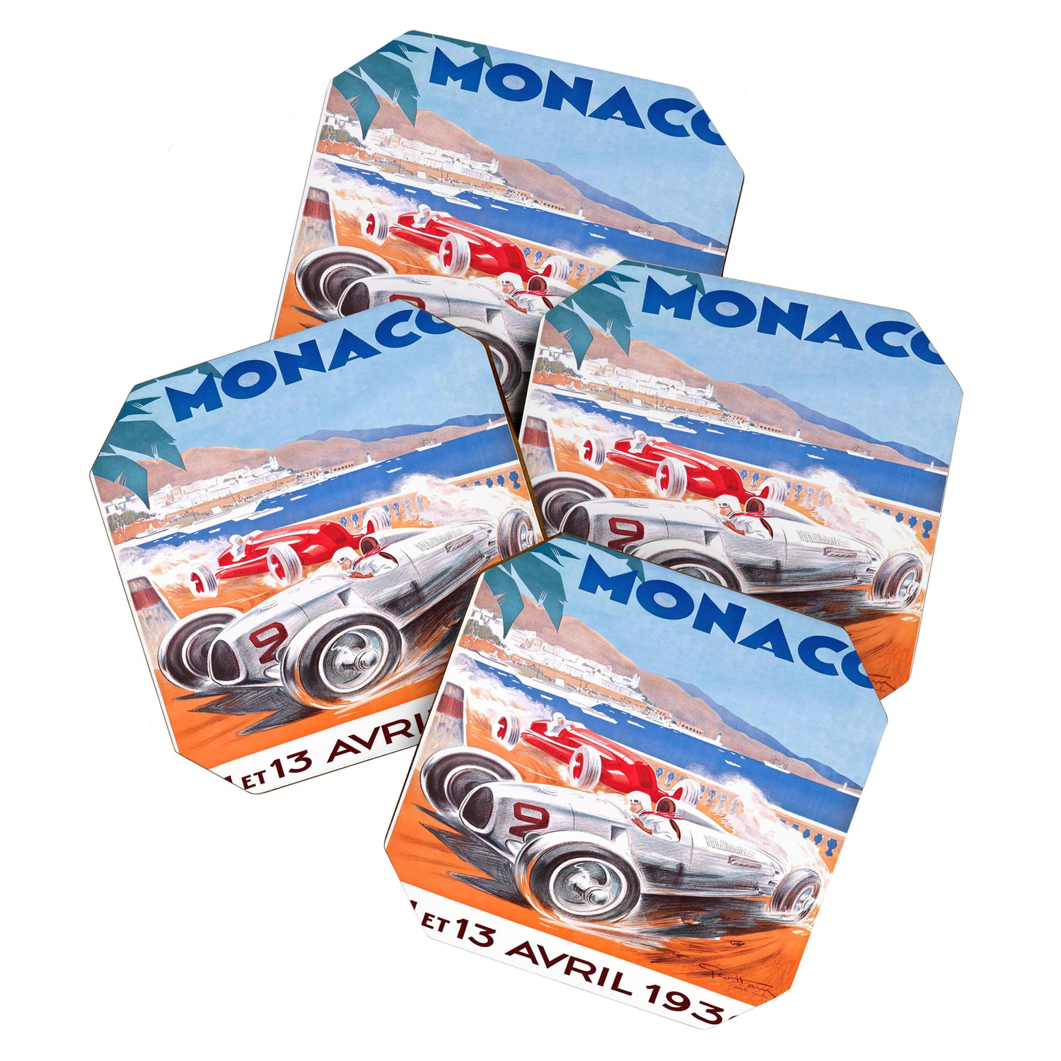 1936 Monaco Grand Prix Race Poster  Coaster Gallery Image 1