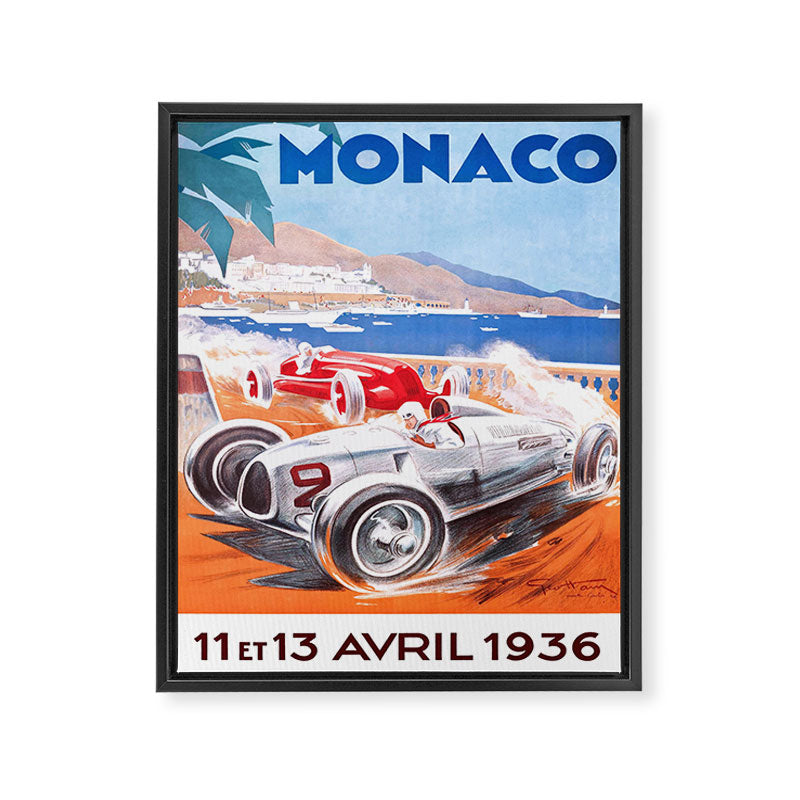 1936 Monaco Grand Prix Race Poster  Framed Canvas Print Gallery Image 6