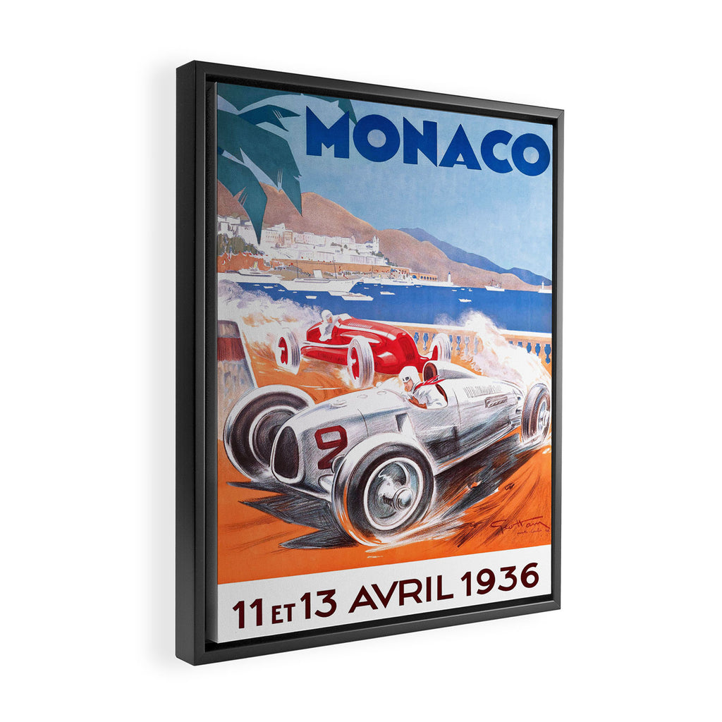 1936 Monaco Grand Prix Race Poster  Framed Canvas Print Gallery Image 2