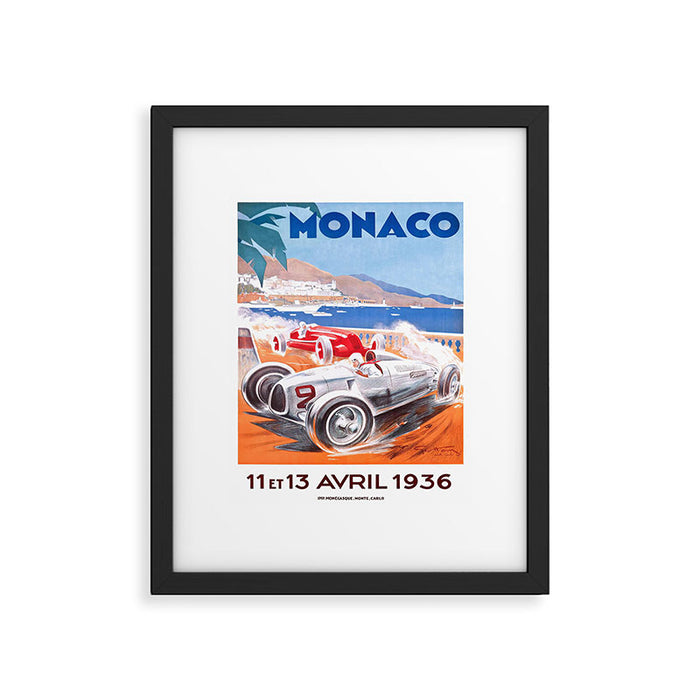 1936 Monaco Grand Prix Race Poster  Framed Art Print Gallery Image 1