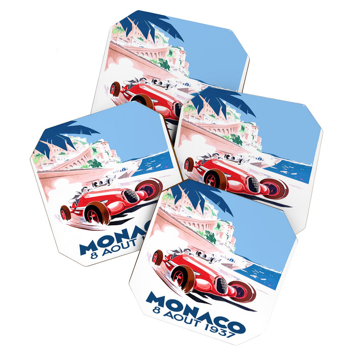1937 MONACO Grand Prix Racing Poster Coaster Gallery Image 1