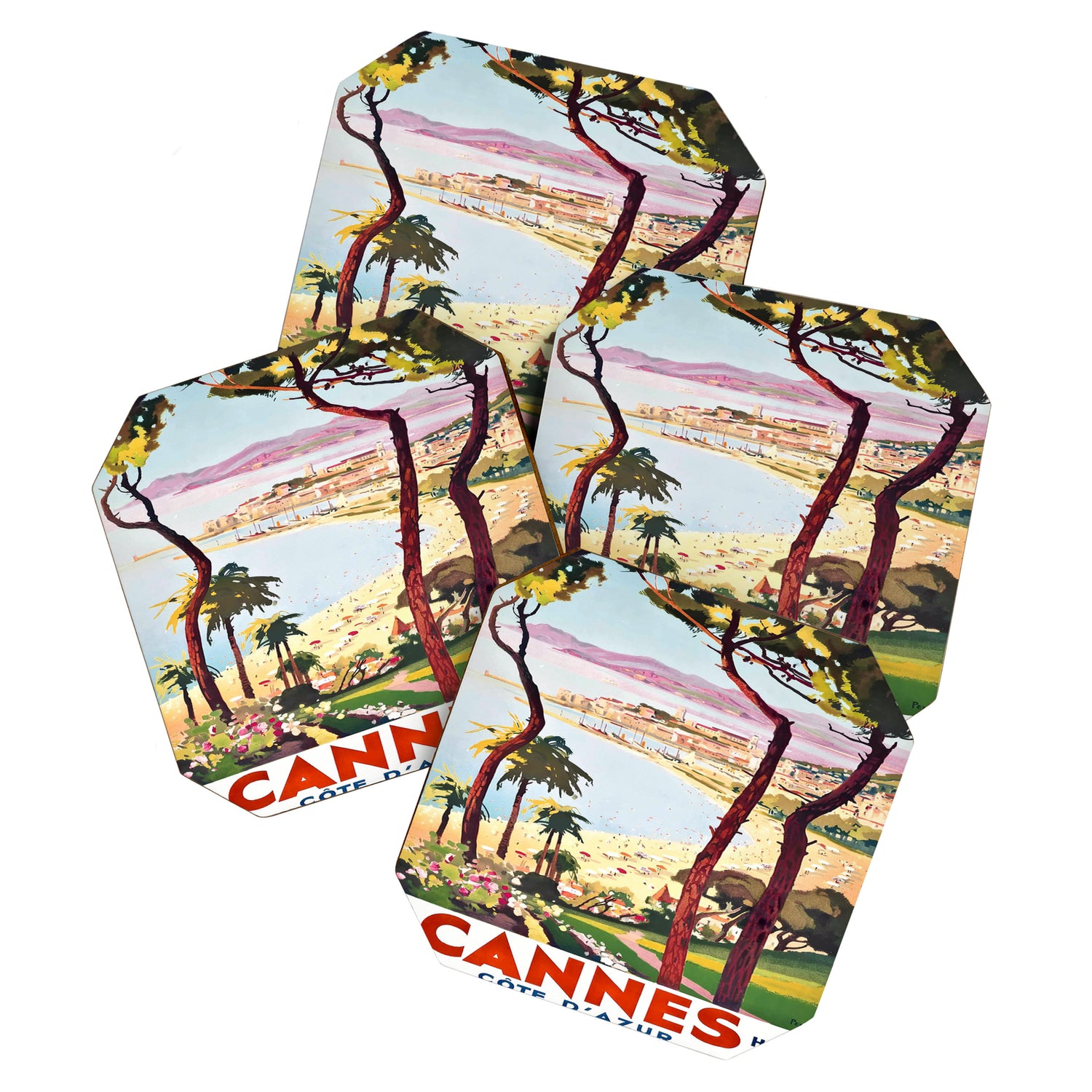 1938 France Cannes Cote D'Azur Travel Poster Coaster Gallery Image 1