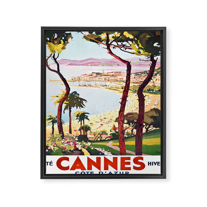 1938 France Cannes Cote D'Azur Travel Poster Framed Canvas Print Gallery Image 1