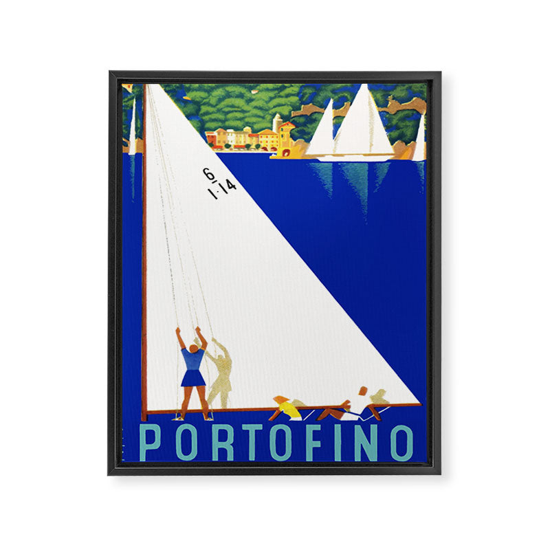 1941 PORTOFINO Italy Travel Poster Framed Canvas Print Gallery Image 6
