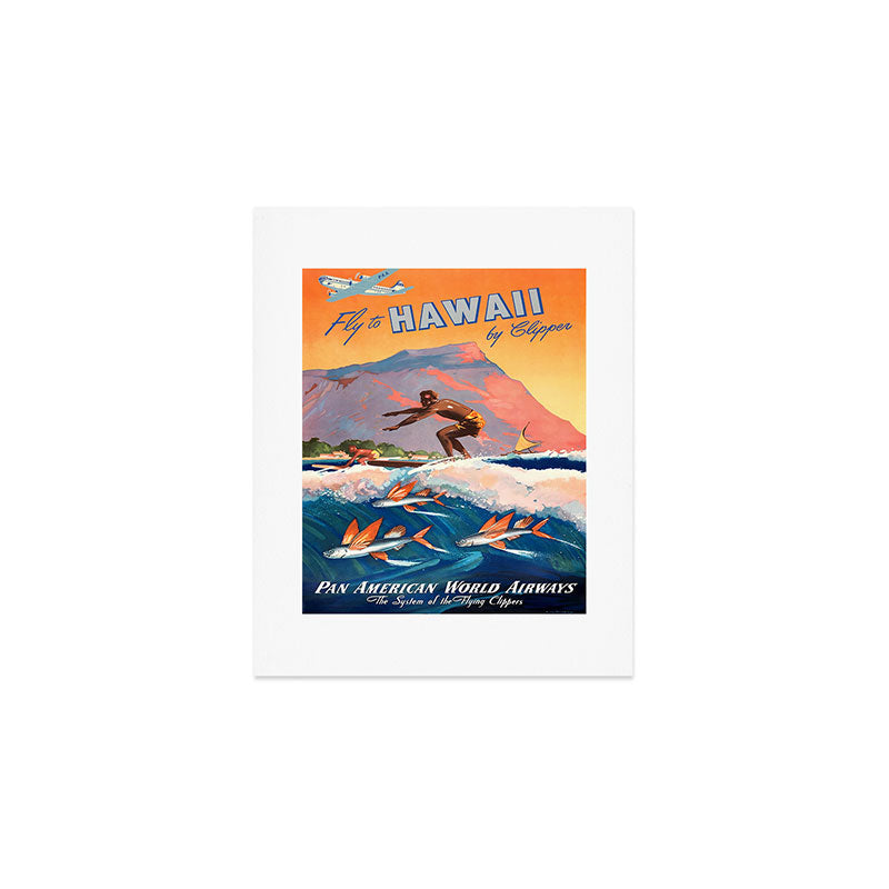 1947 Fly To Hawaii By Clipper Pan American Travel Poster Art Print Gallery Image 1