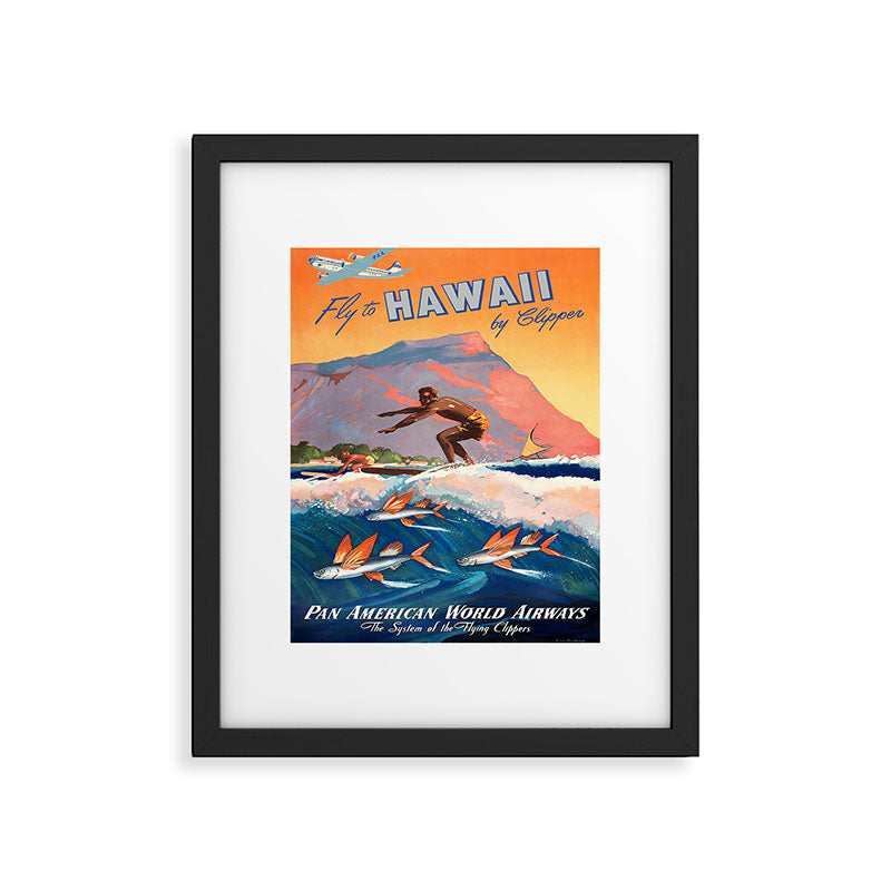 1947 Fly To Hawaii By Clipper Pan American Travel Poster Framed Art Print Gallery Image 5