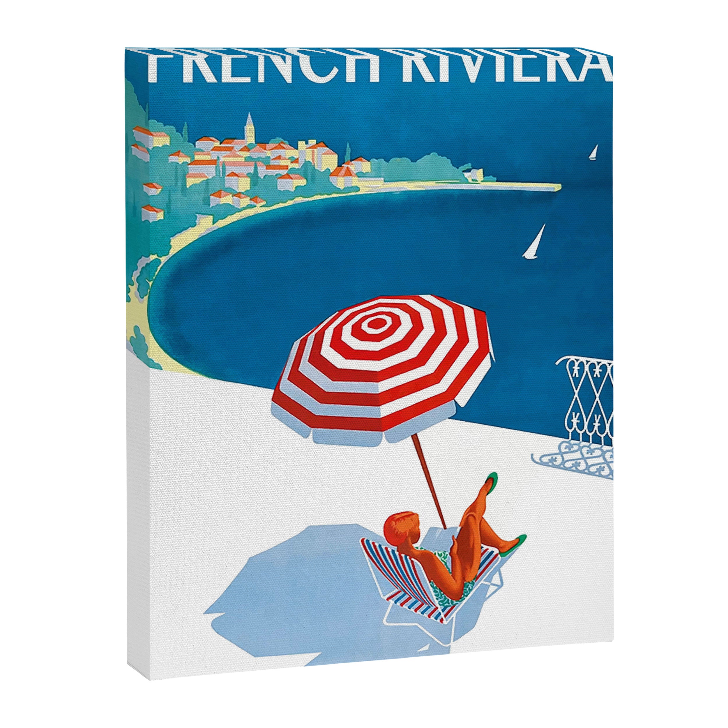 1954 FRENCH RIVIERA Travel Poster Canvas Print Gallery Image 6