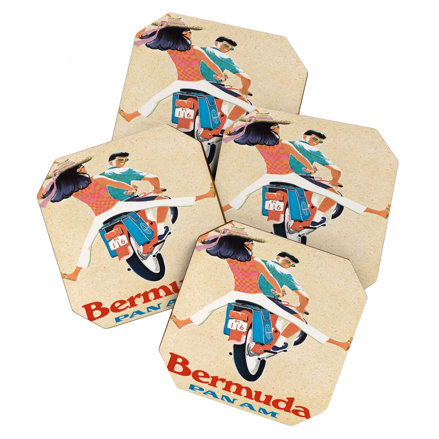 1960 Bermuda Pan American Airlines Travel Poster Coaster Gallery Image 1