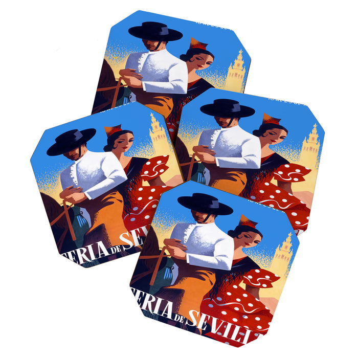 1961 SPAIN Feria De Sevilla Poster Coaster Gallery Image 1