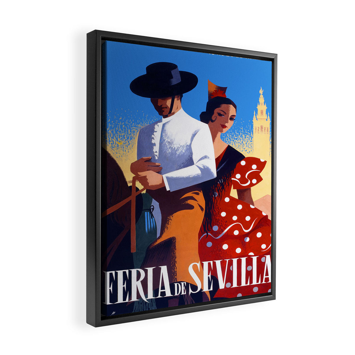 1961 SPAIN Feria De Sevilla Poster Framed Canvas Print Gallery Image 2