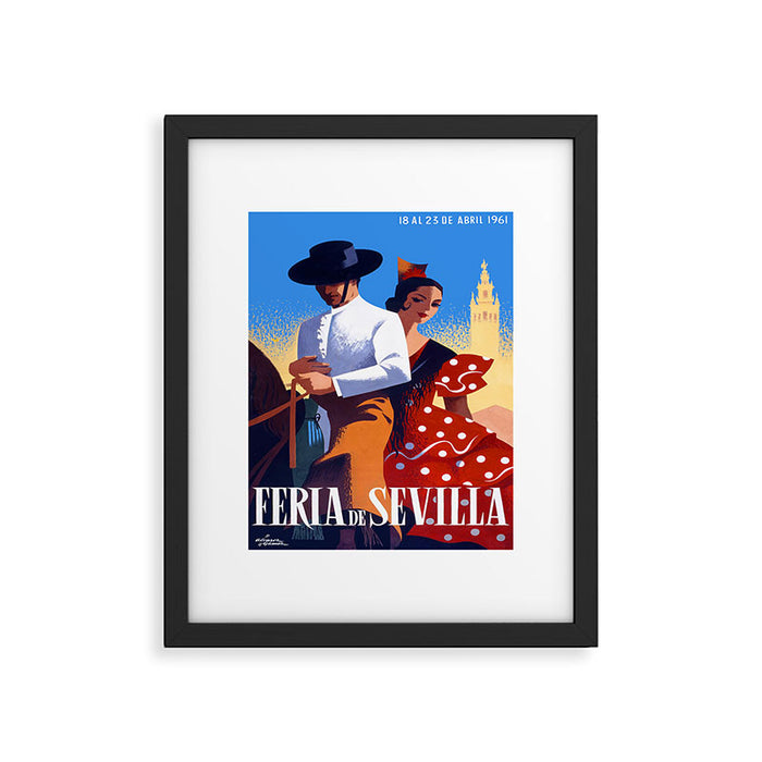 1961 SPAIN Feria De Sevilla Poster Framed Art Print Gallery Image 1